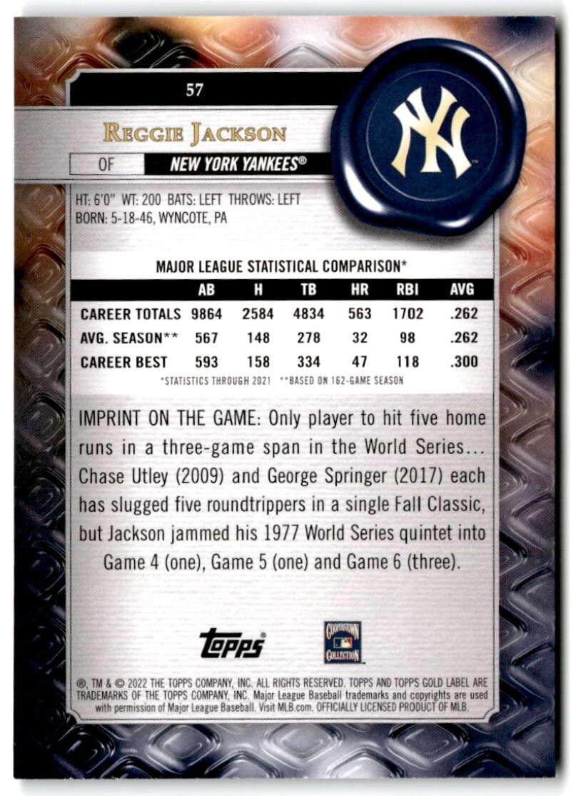 Amazon.com: 2022 Topps Gold Label Class 1#57 Reggie Jackson New