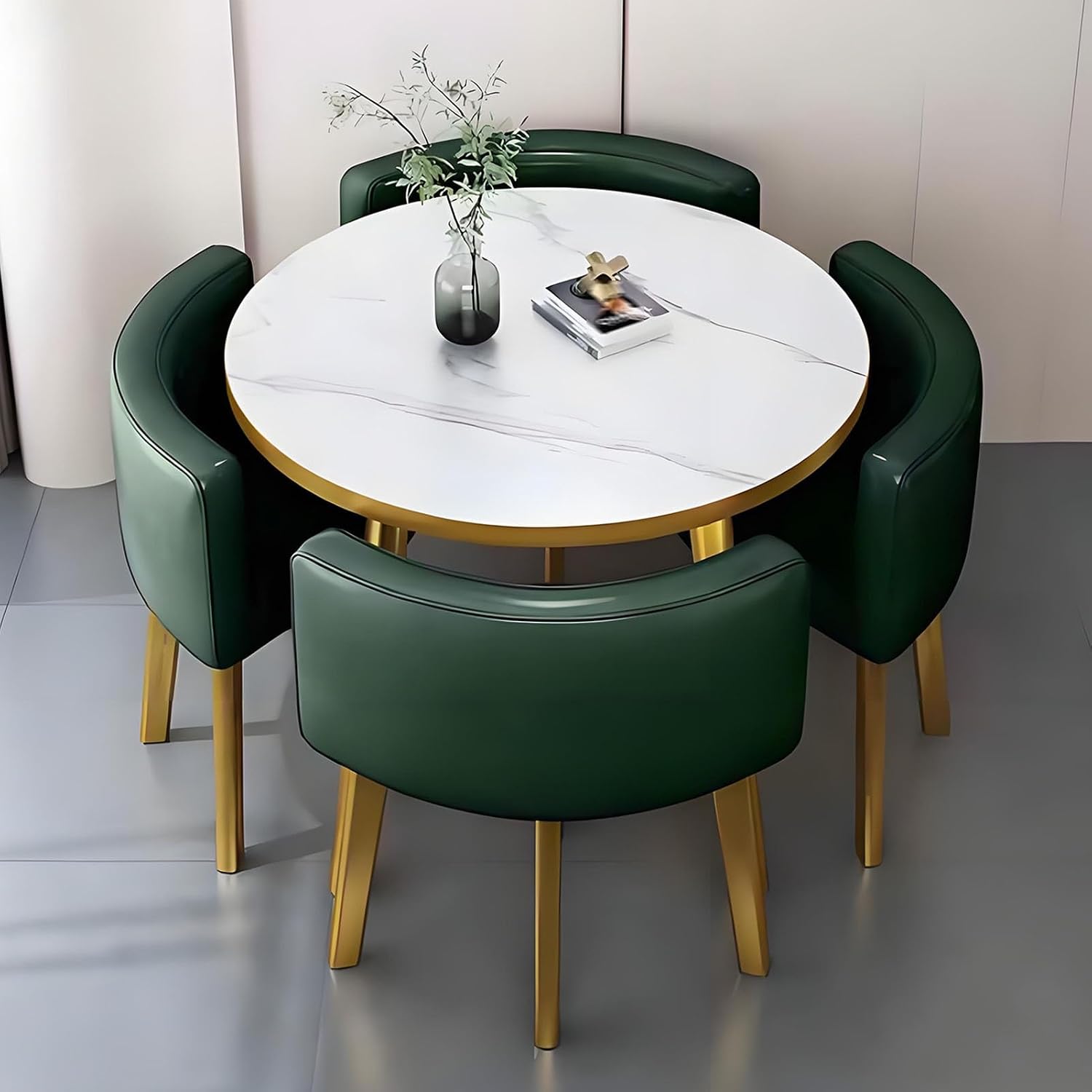 Round Dining Table Set, Reception Negotiation Table, Kitchen Breakfast Bar Table and Chair Set, Suitable for Lounge, Living Room, 80cm(Gray)