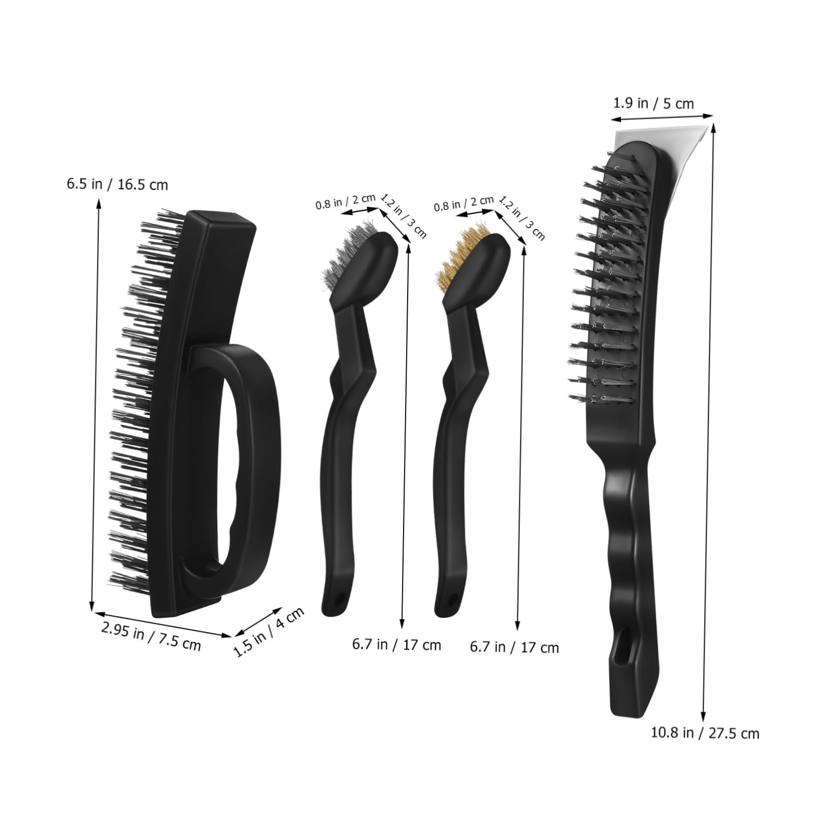 KICHOUSE 4 Pack Industrial Wire Brush Set Multi-purpose Cleaning Brush for Rust Removal Scrubbing Polishing Heavy Duty