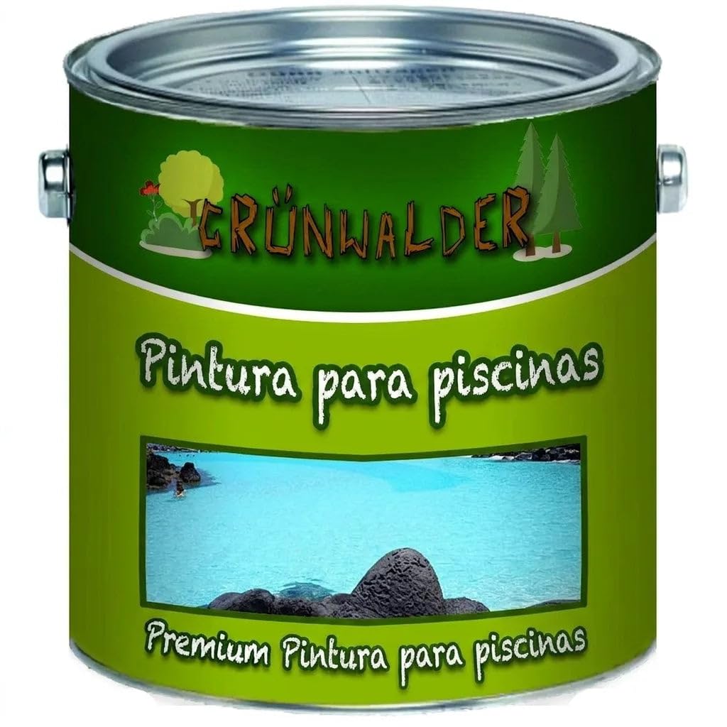Grünwalder Pintura para piscinas Premium 2K para fibra de vidrio, plástico y poliéster, incluye endurecedor de 2 componentes en azul, blanco, verde y todos los RAL (5 L, azul)