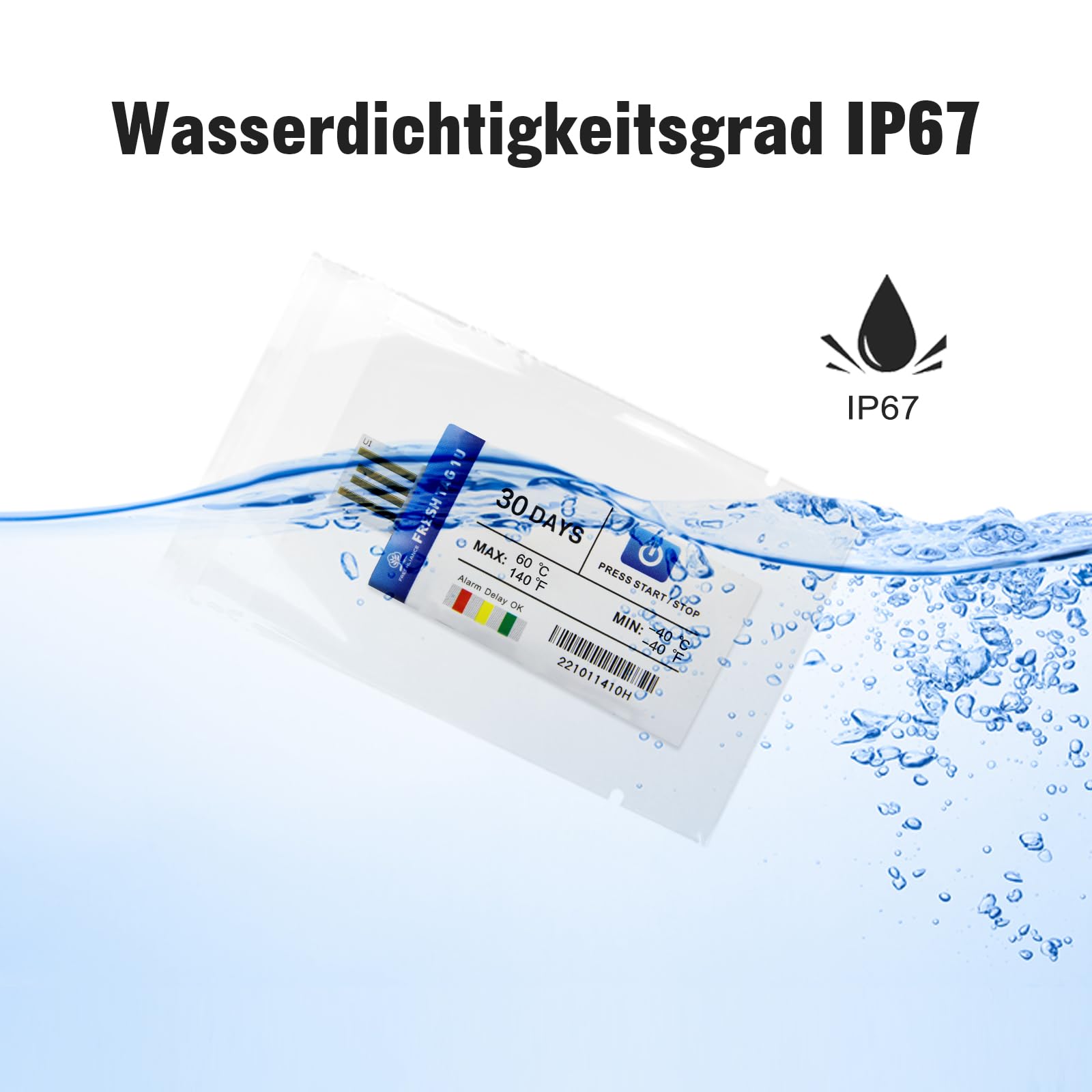 Freshliance Temperatur Datenlogger 2 Stücke, -40°C ~ 60°C Einweg-Temperaturlogger mit PDF/CSV-Bericht, 30000 daten hohe Genauigkeit 30 Tage für Kühltkettetransport, Fresh Tag 1U