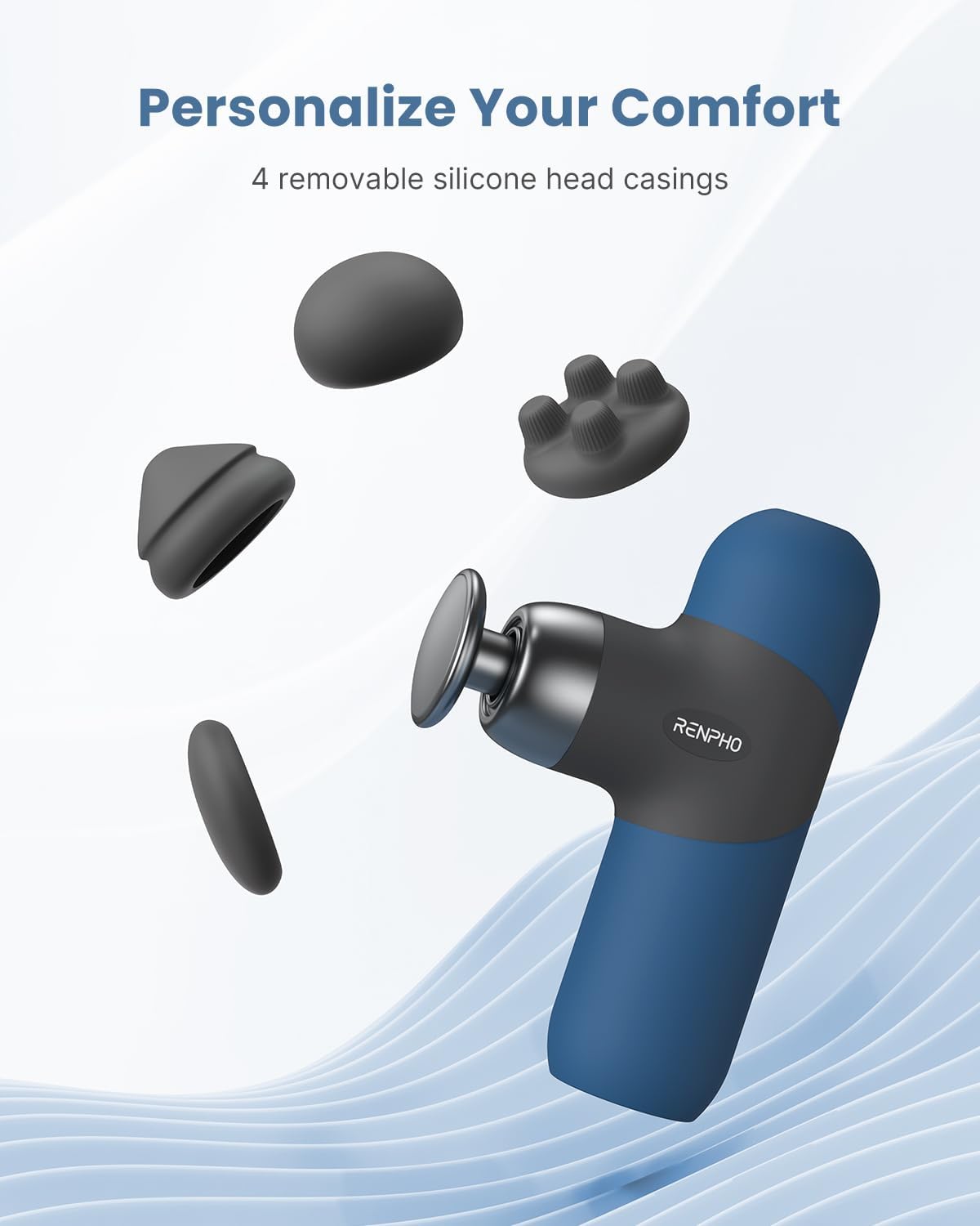 RENPHO Mini Thermal Massage Gun with Heat, Portable Deep Tissue Percussion Massager with 4 Heads for Neck & Back Comfort, Ultra-Quiet Operation for Home, Office & Travel, Includes Compact Carry Case - Image 6