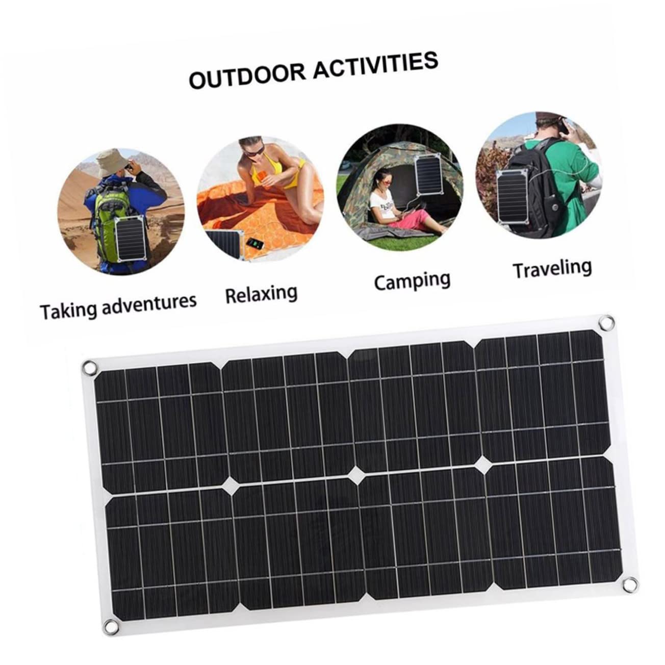 Panel Solar Plegable 25w 18v de Silicio Monocristalino Negro | 1 Juego, Protección Inversa, Portátil, para Hiking y Montañismo, Kit Fotovoltaico Control 30a