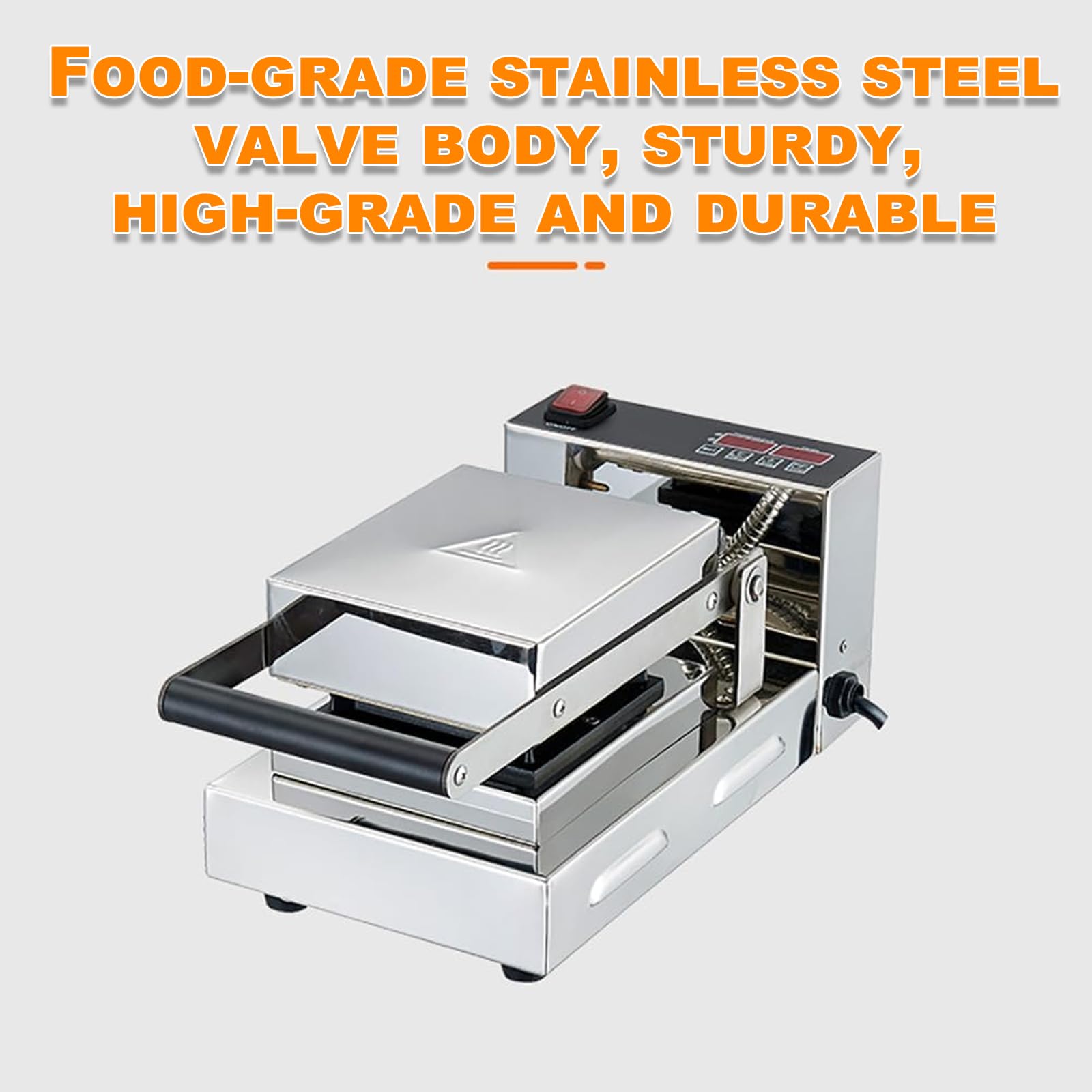Griglia elettrica per panini per panini, macchina per panini commerciale, macchina per panini commerciale da 800 W con temperatura da 50 ° C a 300 ° C, timer da 0 a 5 minuti, acciaio