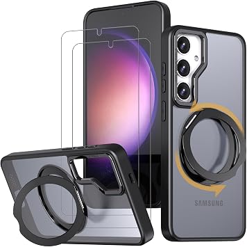 Includes 2 Tempered Glass Screen ProtectorsHCXLYP Galaxy S23 Case, MagSafe Compatible, Ring Stand, Multi-functional, 360-Degree Rotation, Supports Both Portrait and Landscape, Galaxy S23 Cover |  2 MIL