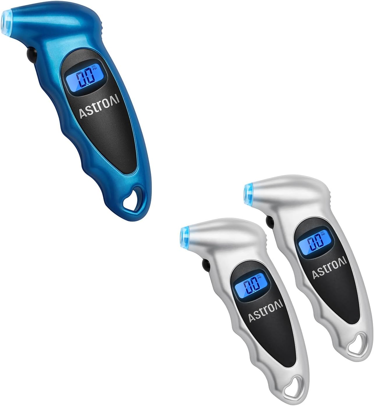 AstroAI Tire Pressure Gauge Digital 0-150PSI (Accurate in 0.1 Increments), 4 Units for Car Truck Bicycle with Backlight LCD and Presta Valve Adaptor