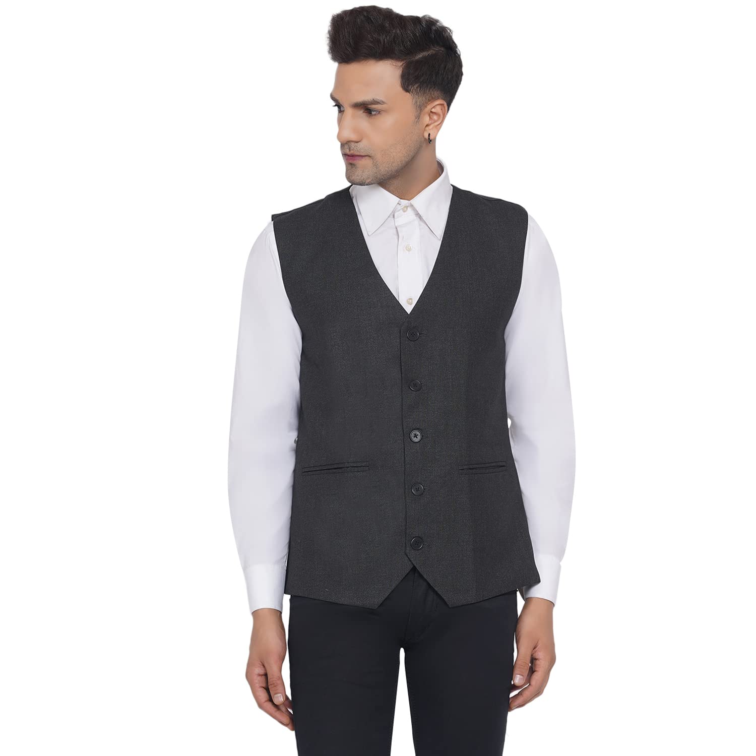 veera paridhaan Men's Slub Plain Waistcoat-picture-11