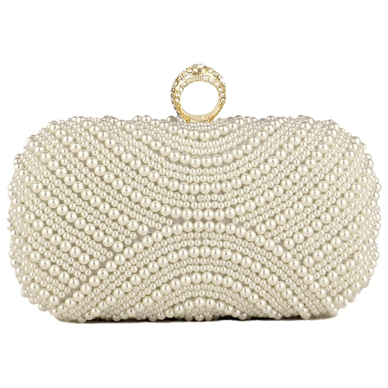 Auuvynx Pearl Clutch Purses for Women Party Wallet Handbag Evening Clutch Bag - Elegant Crossbody Purse for Parties and Formal Events (Pearl)