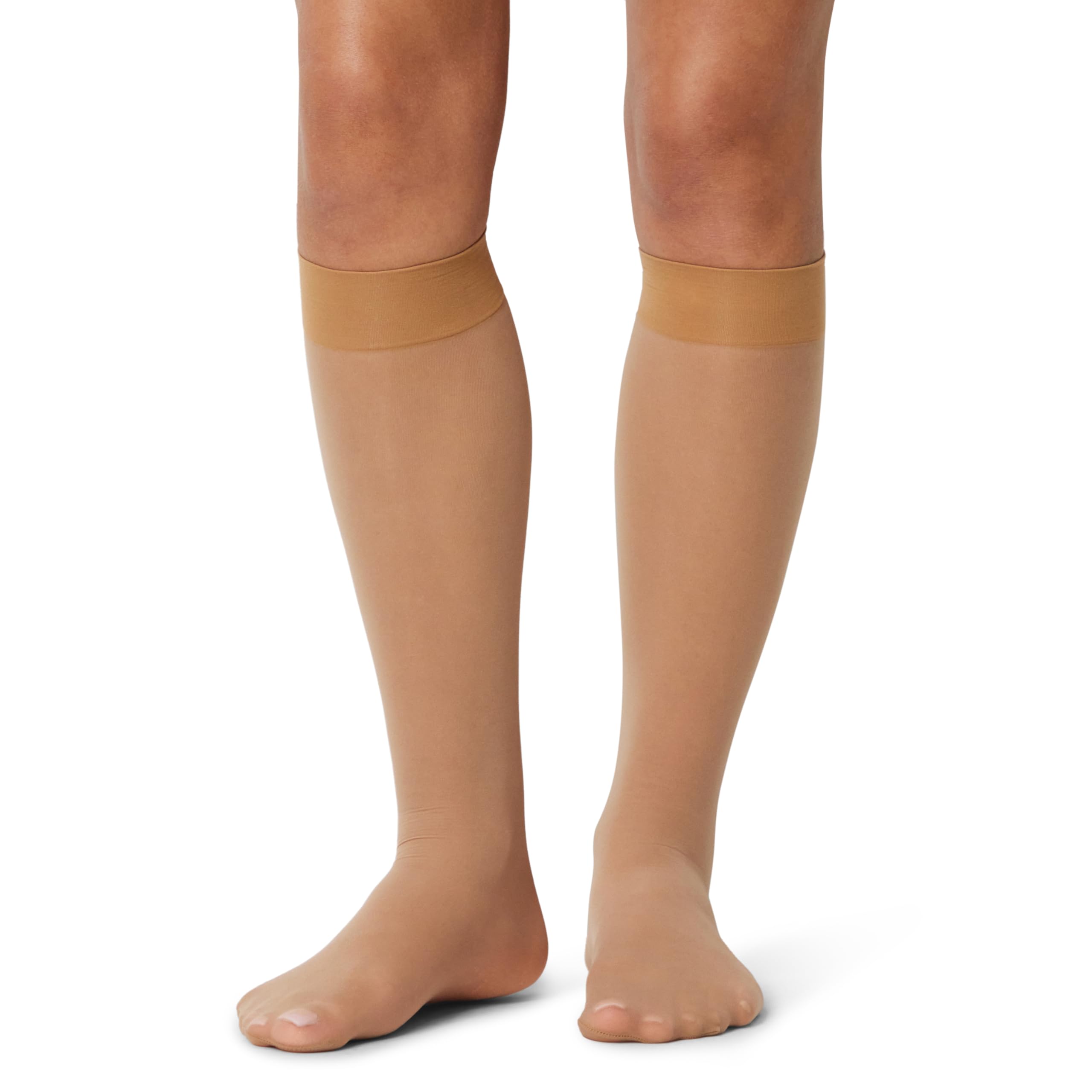 Amazon Essentials Women's Sheer Knee-High Stockings, 2 Pairs, Light, 3-7