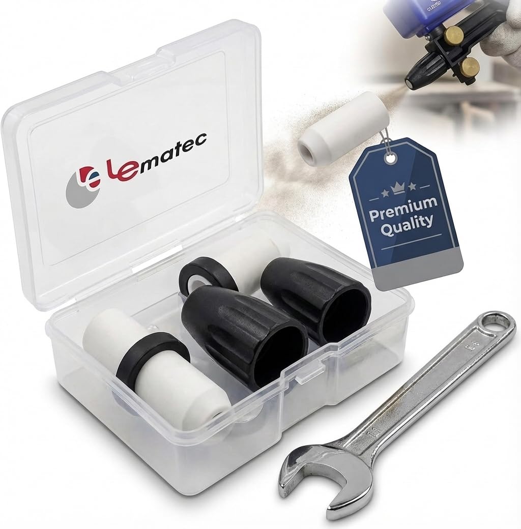Accessory Kit for AS118 Sandblaster Gun Kit - Ceramic Nozzle Tip with 2 Dust Covers & Storage Case, Durable Sandblaster Replacement Parts for Enhanced Performance & Longevity