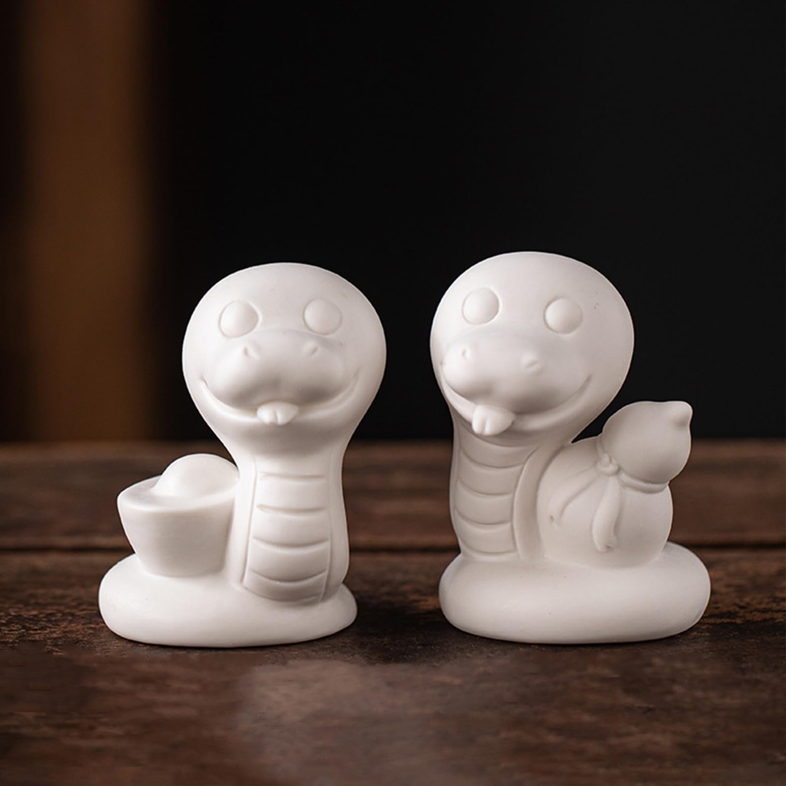 YUZDNM Zodiac Snake Statue, 2pcs Chinese Feng Shui Zodiac Snake Figure for Wealth and Health, Collectable 2025 Chinese Gift(#b)