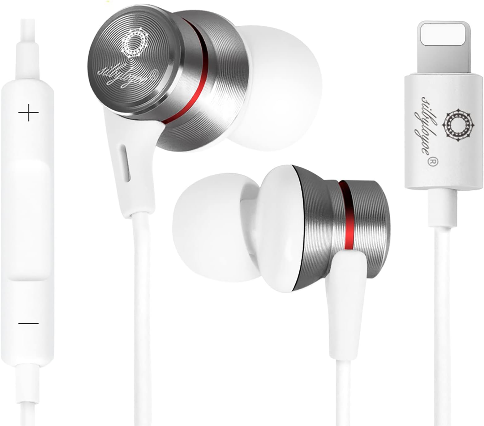 iPhone Lightning Earbuds with Mic - MFi Certified, In-Ear, Compatible with iPhone 14/13/12/11 Pro/X/XS Max/XR/7/8 Plus (White)