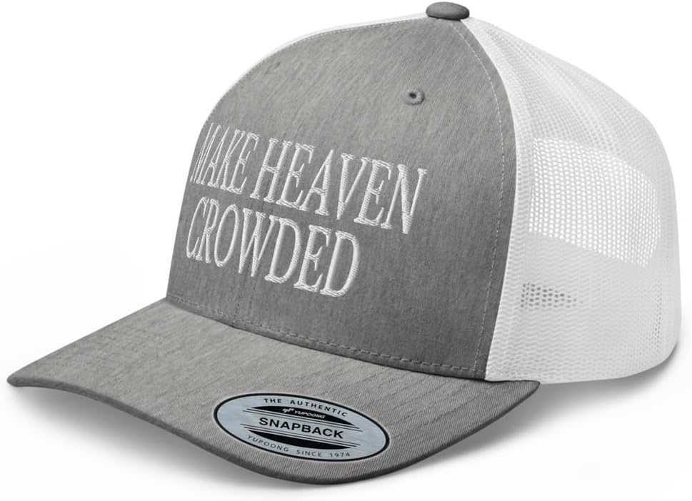 NX Make Heaven Crowded Embroidered Curved Bill Trucker Hat Mid Crown Adjustable Snapback Cap Men and Women