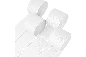 PartyWoo Papel Crepe Blanco Streamers 4 Rolls 328ft - Streamers Papel Blanco Cumpleaños Boda Fiestas
