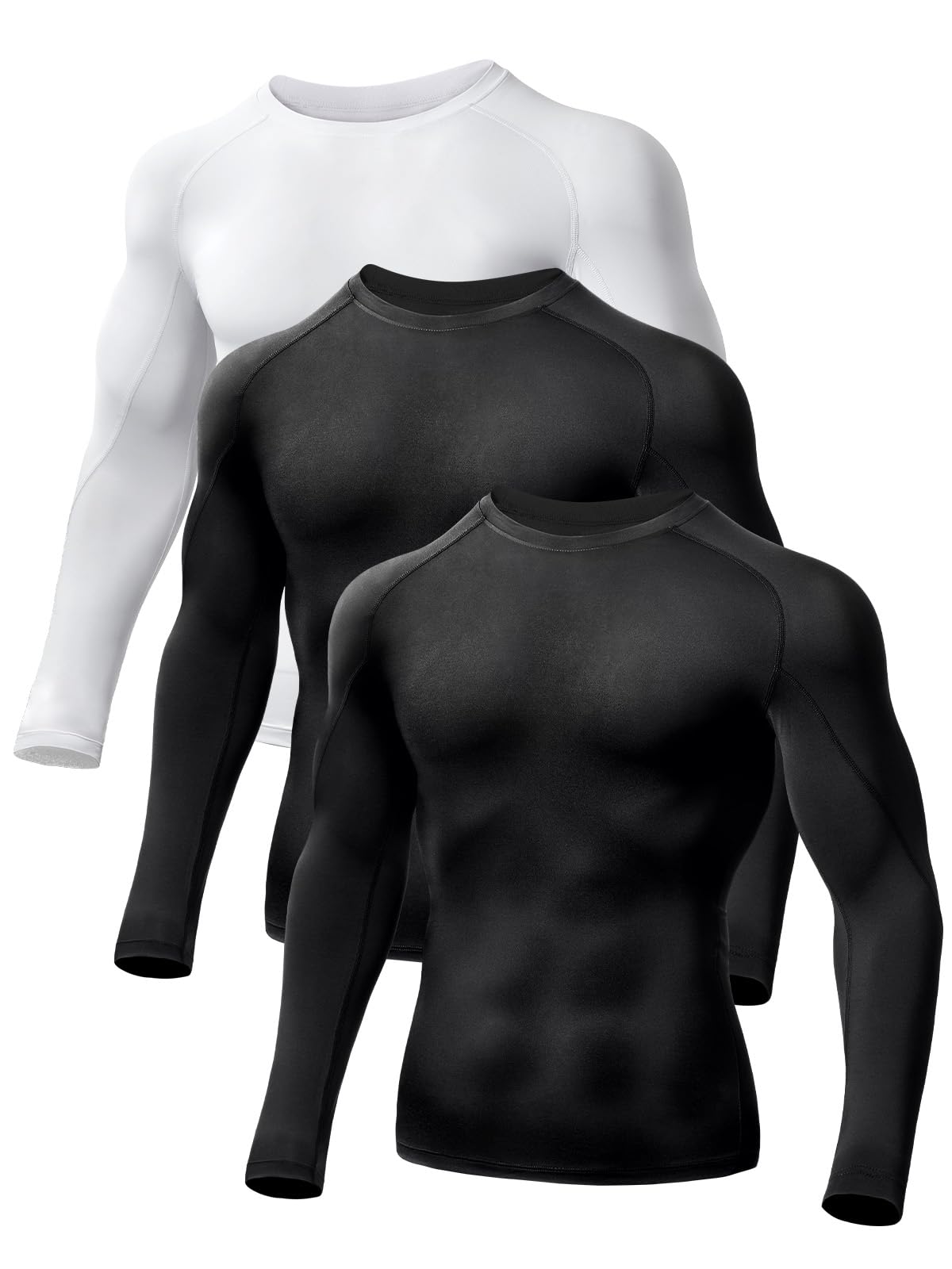 【29%OFF+40%OFF】【1,529円】 Odoland メンズ 長袖丸首 吸汗速乾 加圧 コンプレッションウエア 3枚組