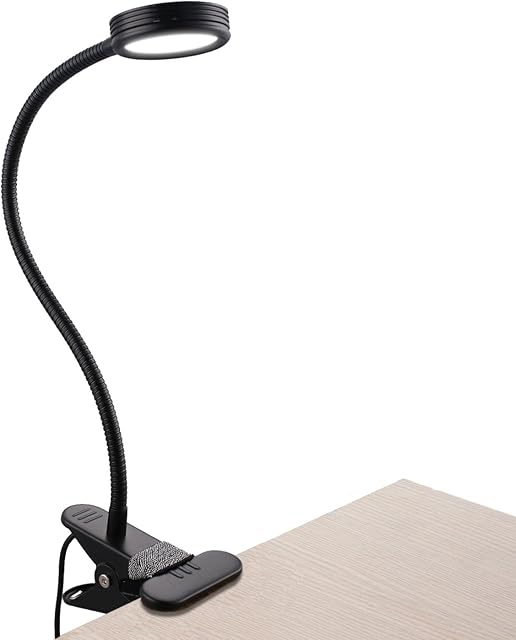 Clip on Light, Bestaid Clip On Book Light for Reading in Bed, 3 Color Modes, 2 Brightness Modes, Clamp Light for Bed Headboard and Desk (Black)