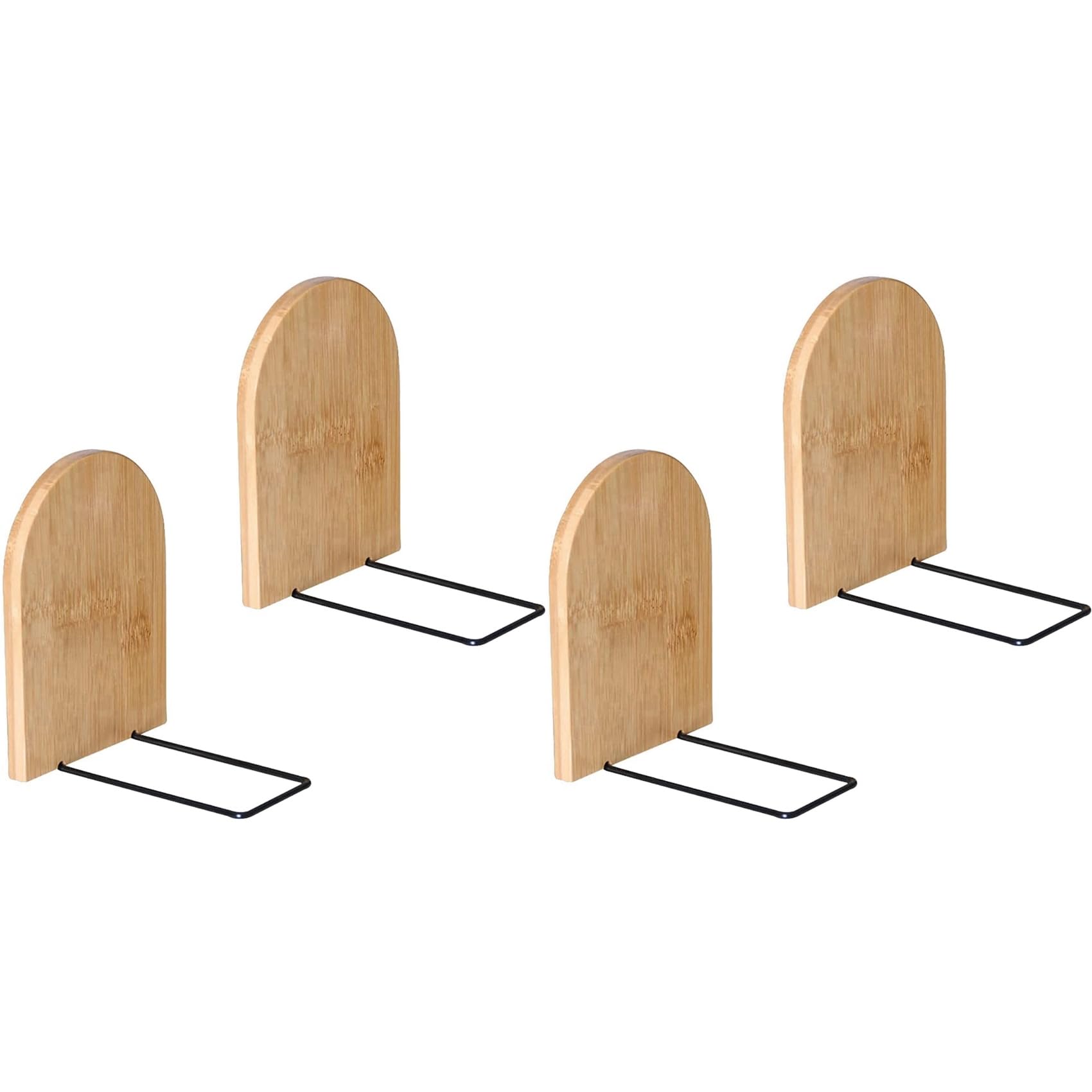 Jnchdghwa 4X Wooden Book Ends Wood Decorative Bookends Book Stand Bookshelf Ends Sturdy Book Holders for Shelves