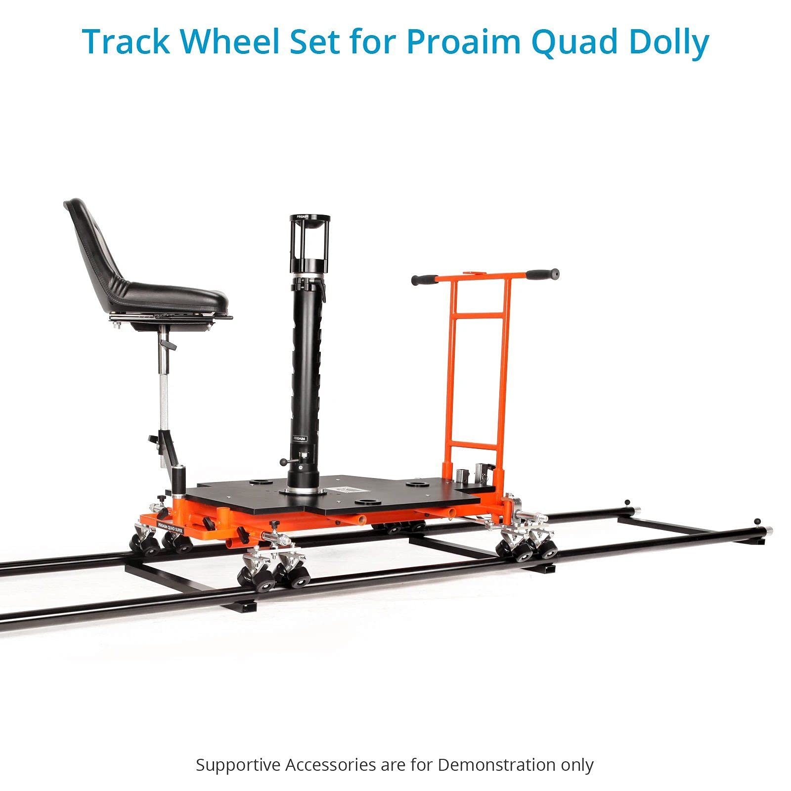 Proaim Track Wheel Set für Quad Super Camera Dolly Kompatibel mit Ø1.2"-Ø1.9" Tracks | Set mit 4 Rädern bietet 360° Schwenk- und Griffgewicht bis zu 500kg / 1102lb (P-TWS-QS)