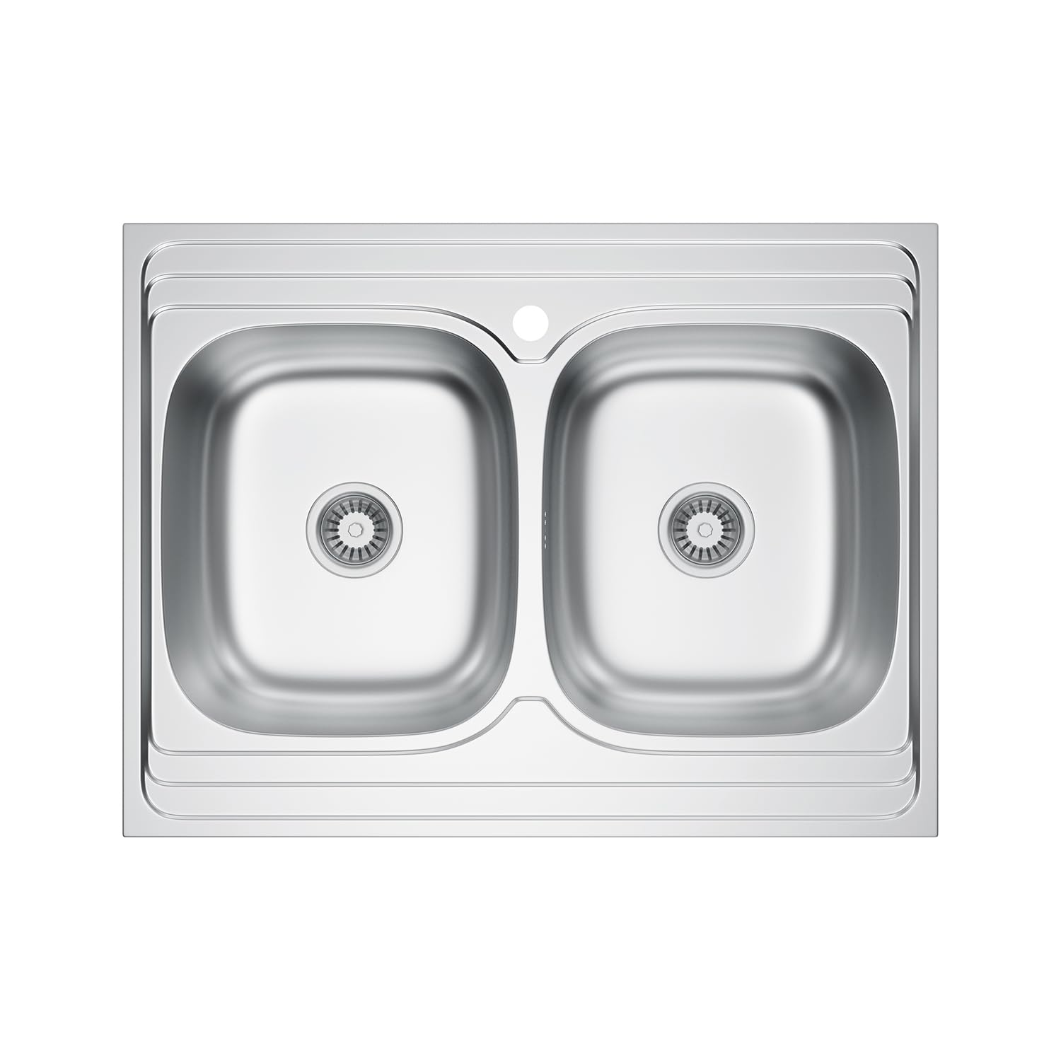 Lavello doppio in acciaio inox, 80 x 60 cm, con 2 vasche con sifone (80 * 60cm)