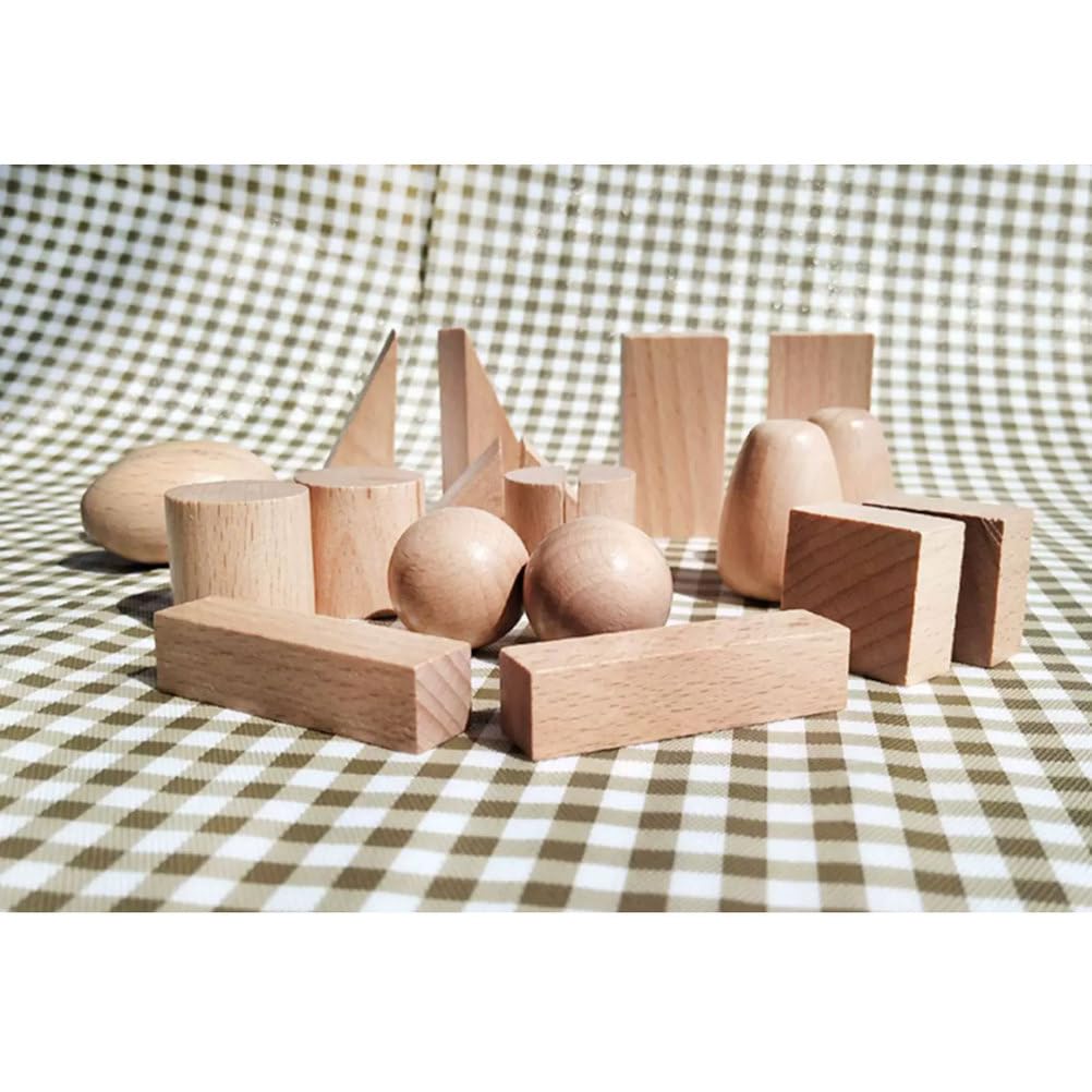 Montessori-Geheimtüte mit festen geometrischen Holzformen | Stereometrische Festkörper Taktile Spiel, Sensorisches Texturerkennungs-Spielzeug, Blindes Tast-Abgleich-Lernspielzeug