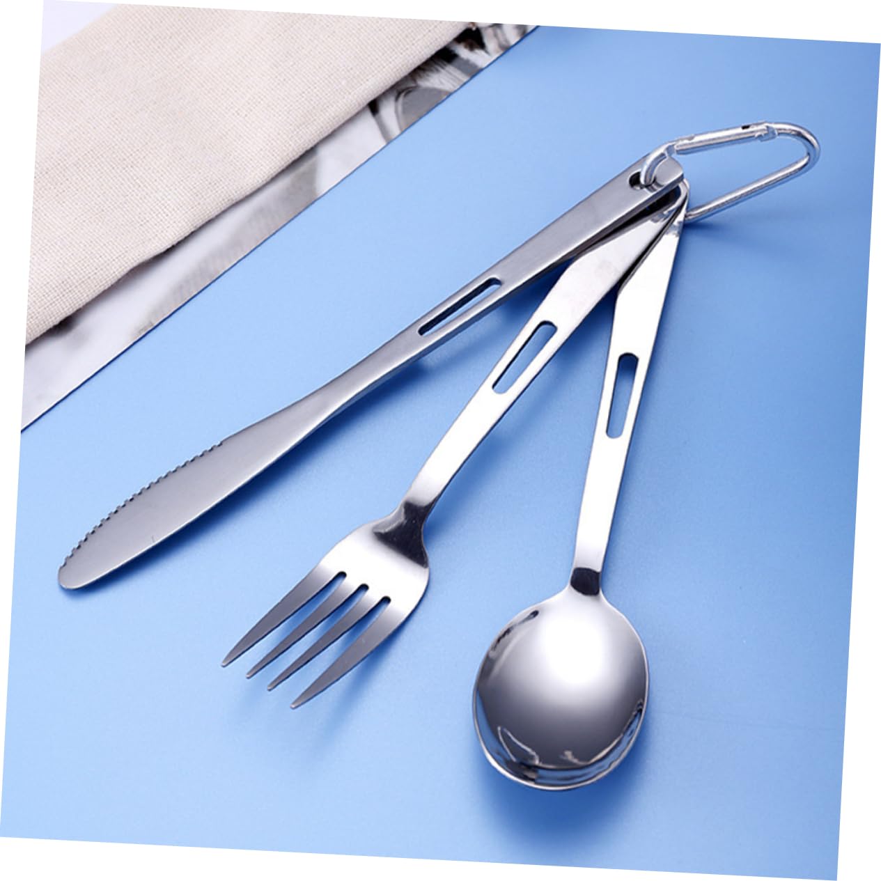 VANZACK Posate Da Campeggio in Acciaio Resistente Cucchiaio Coltello Forchetta Stoviglie Portatili Per Uso Esterno Picnic Resistente e Riutilizzabile