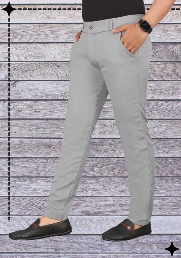 Image of Men's Lycra Stretch Casual Pants Slim Fit Comfortable Trousers Daily Use Solid Pants for Men TS K003 Parent
