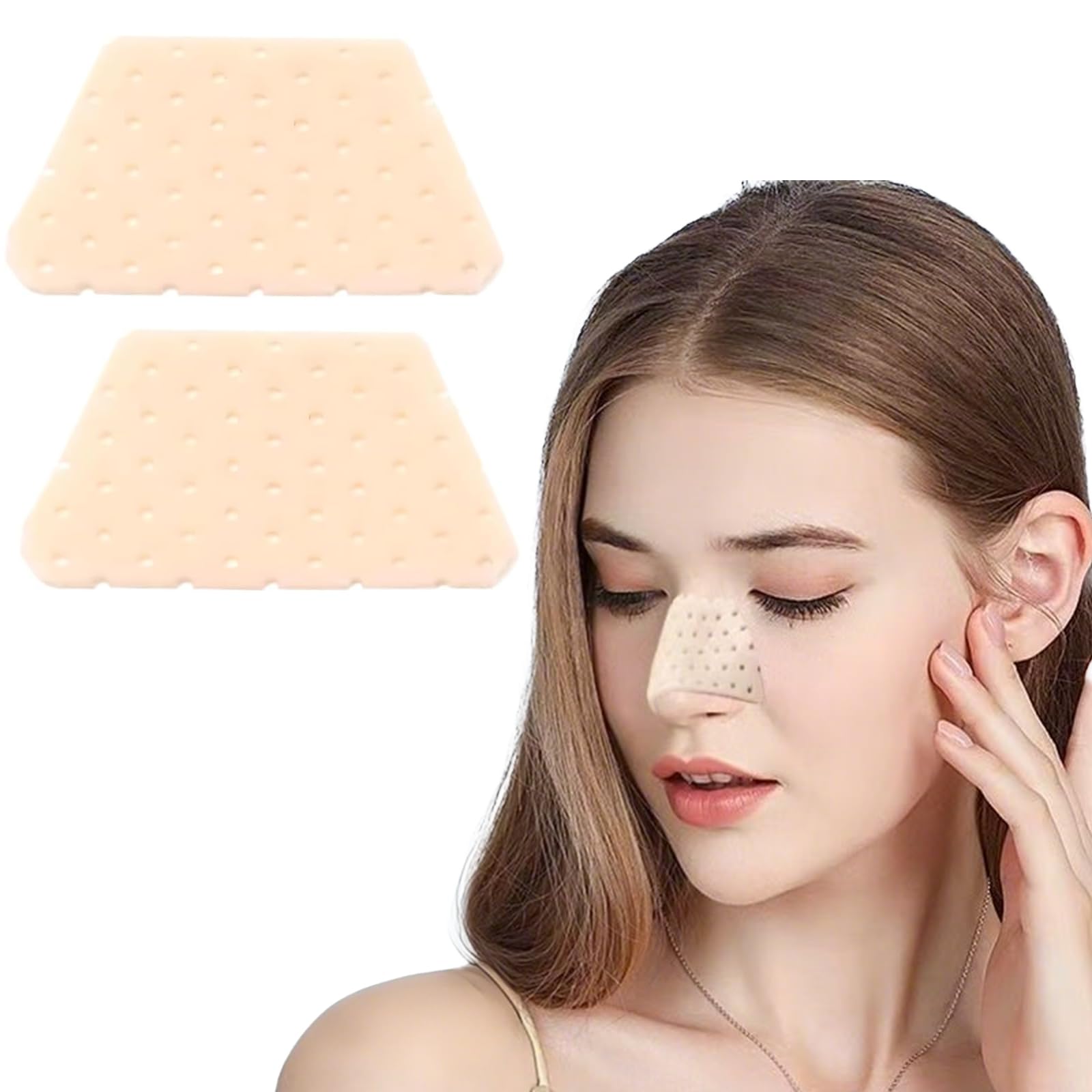 Pack de 2 Férulas Nasales Termoplásticas para Rinoplastia, Férula de Inmovilización Nasal Trapezoide Moldeable, Soporte de Nariz para Recuperación de Fracturas y Cirugía Estética, Color Piel