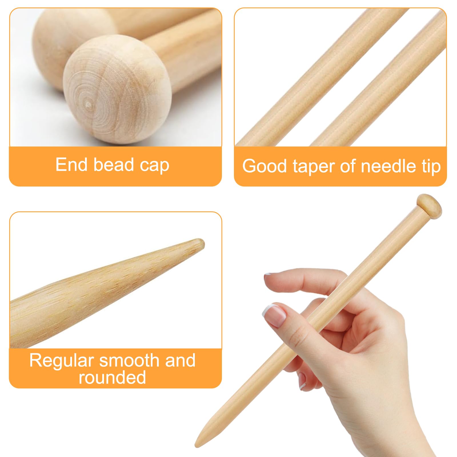 2 Pcs 15mm Bamboo Knitting Needles, 25cm Long, Large, Arthritic-Friendly, Big Knitting Pins for Scarf Sweater, Blanket - Image 3