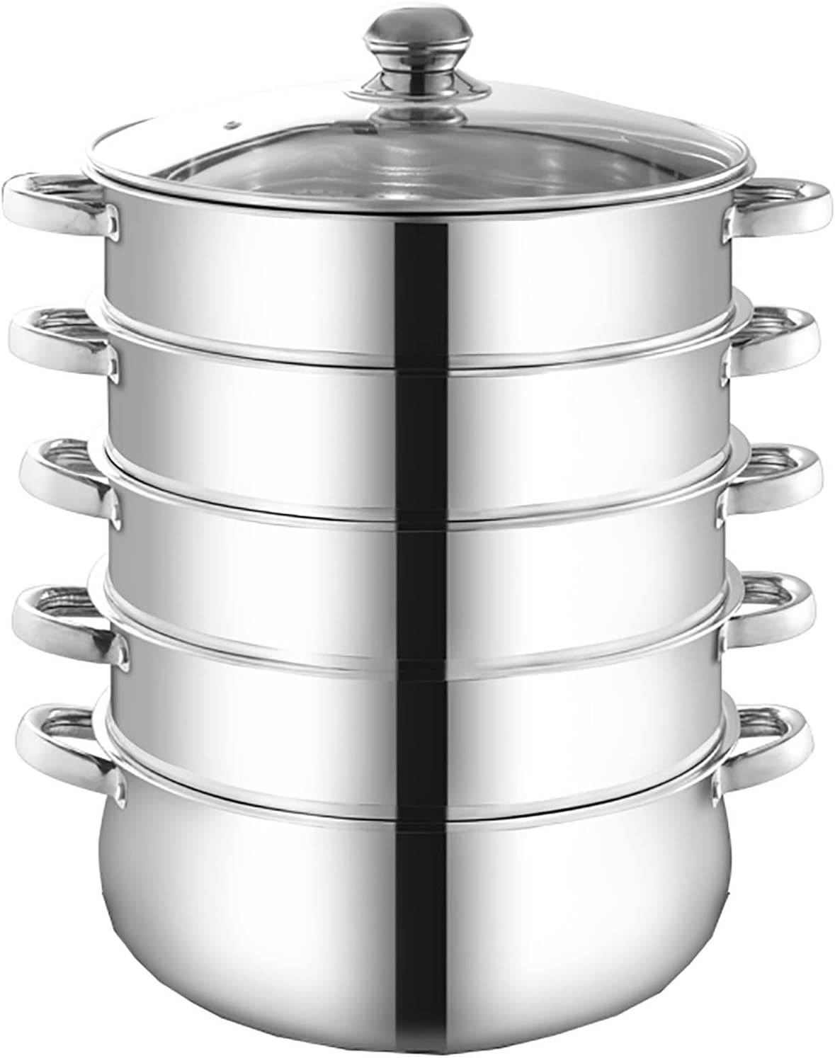 JFGCTYHXY Stainless steel steamer, 430 Stainless Steel,3-Layer Composite Pot Bottom,Steamed Seafood, Buns,stewed Chicken Soup(32cm)
