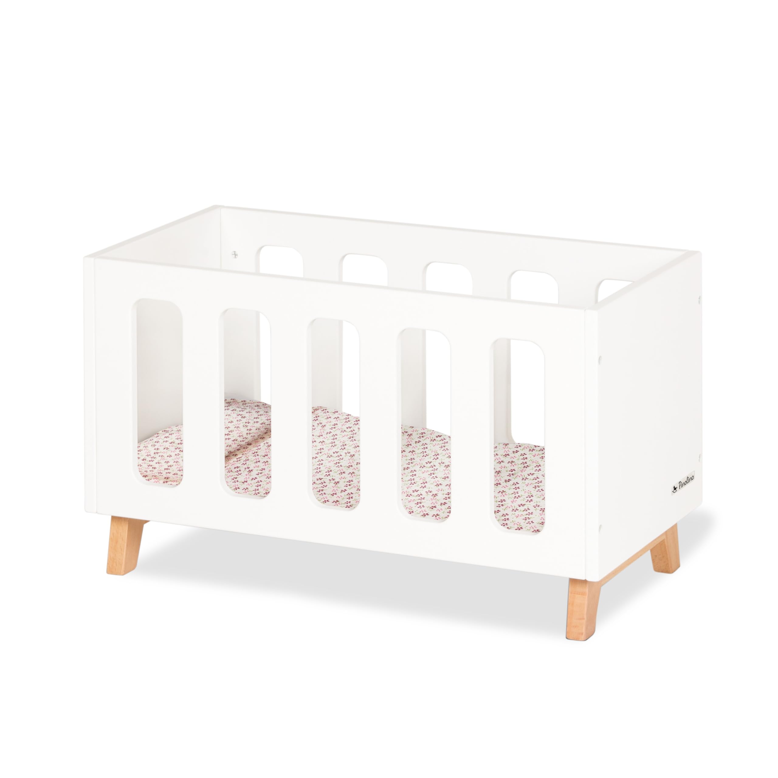 Pinolino Letto per bambola in legno Marit con 3 pezzi, consigliato per bambini 2+ certificato FSC (FSC-C120795), colore: bianco/trasparente