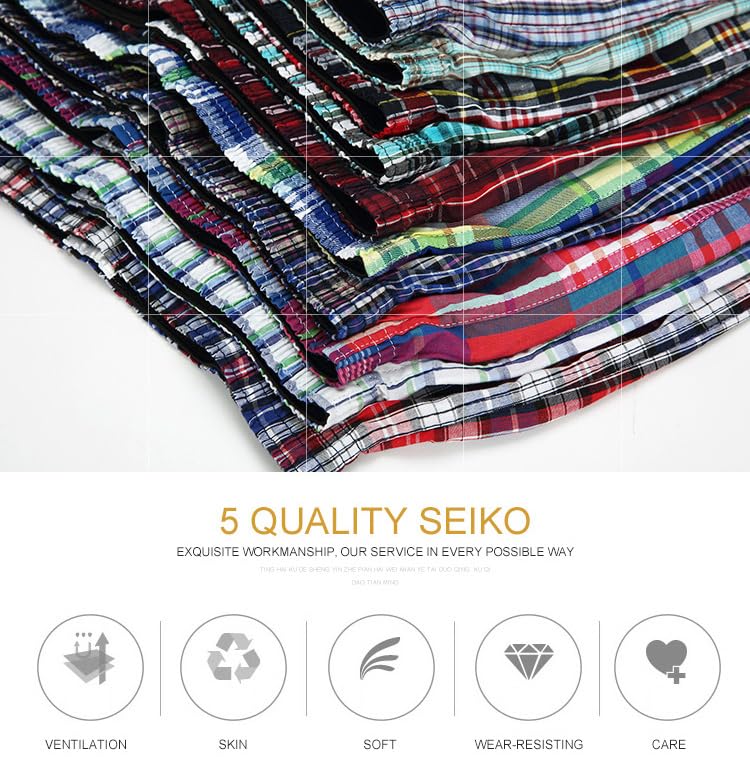 Mens 3Pack 100% Cotton Tag Free Boxer Shorts Random Color Plaid Boxers for Men Boxer Briefs Plus Size2