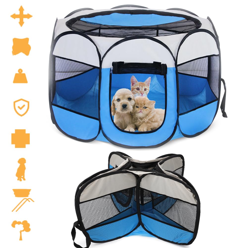 Box Trasportabile Per Cani E Gatti, Pieghevole In Tessuto Oxford, Con Ingressi Laterali E Superiore, Diametro 74 Cm, Per Interni Ed Esterni