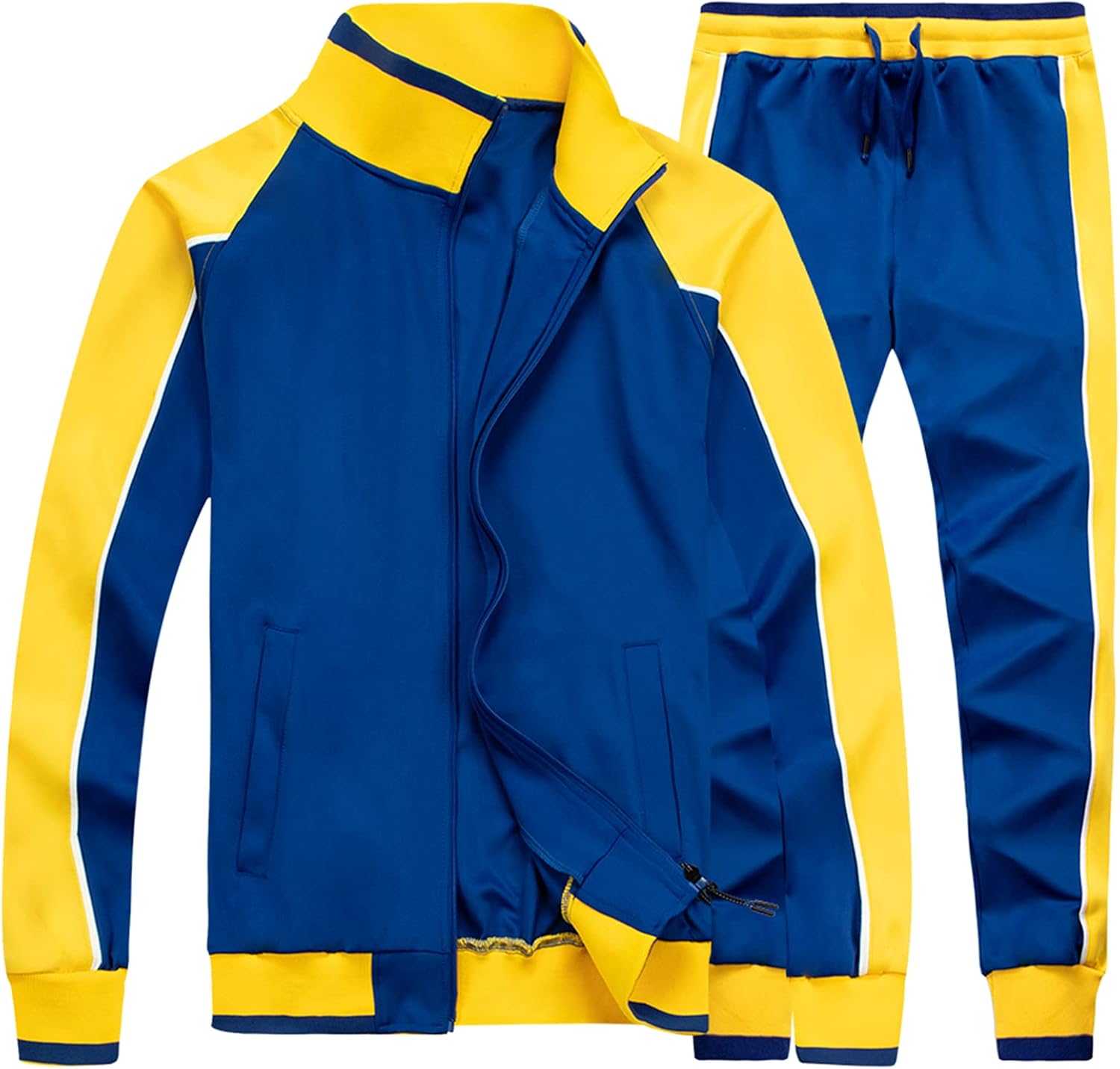 amropi Men's Tracksuit Set Sports Sweatsuits Full Zip Jackets Jogging Pants 2 Piece Activewear