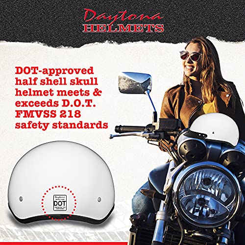Daytona Helmets Half Skull Cap Motorcycle Helmet – Dot Approved [Hi-Gloss White] [L] [W/Visor] #TOP3