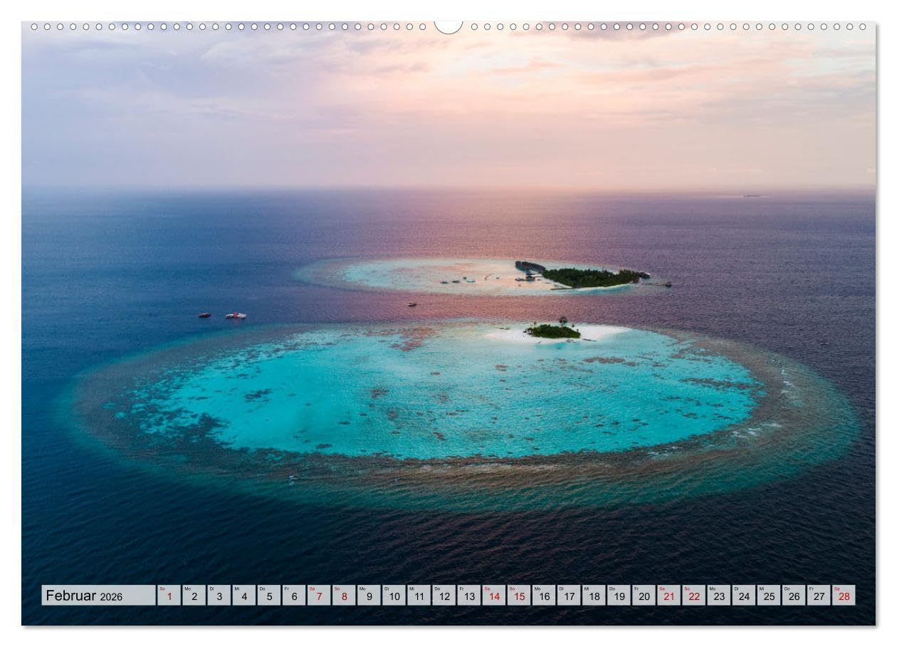 Malediven - Reise in ein Naturparadies (Wandkalender 2026 DIN A2 quer), CALVENDO Monatskalender: Wunderschöne Inseln der Malediven (CALVENDO Natur)