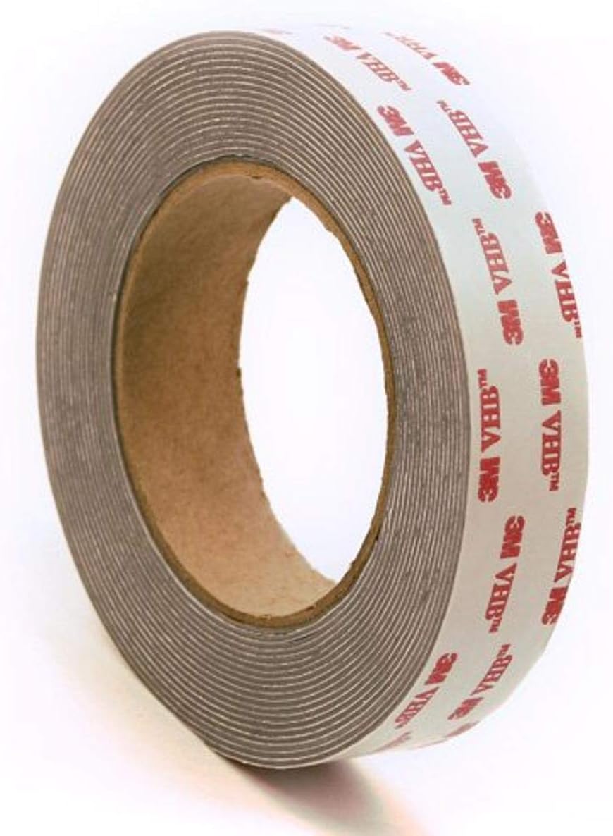 3M 4941 Very High Bond Conformable Acrylic Foam Tape, Double-Sided VHB Acrylic Adhesive, Liner, 45 mil Thick, Dark Grey, 0.75 Width, 5 Yard Roll