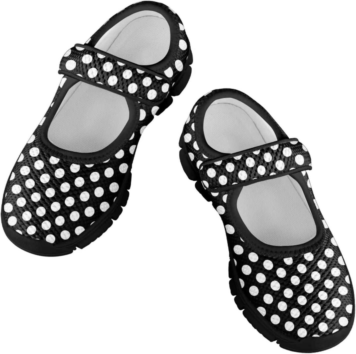 PinUp Angel Cute Polka Dots Mary Jane Flats Comfortable Shoes for Girls Dressy Party with Adjustable Strap