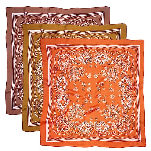 27.5”Silk Feeling Scarf Medium Square Head Scarves - 3PCS Satin Head Scarf Hair Wrap Neck Scarf for Women