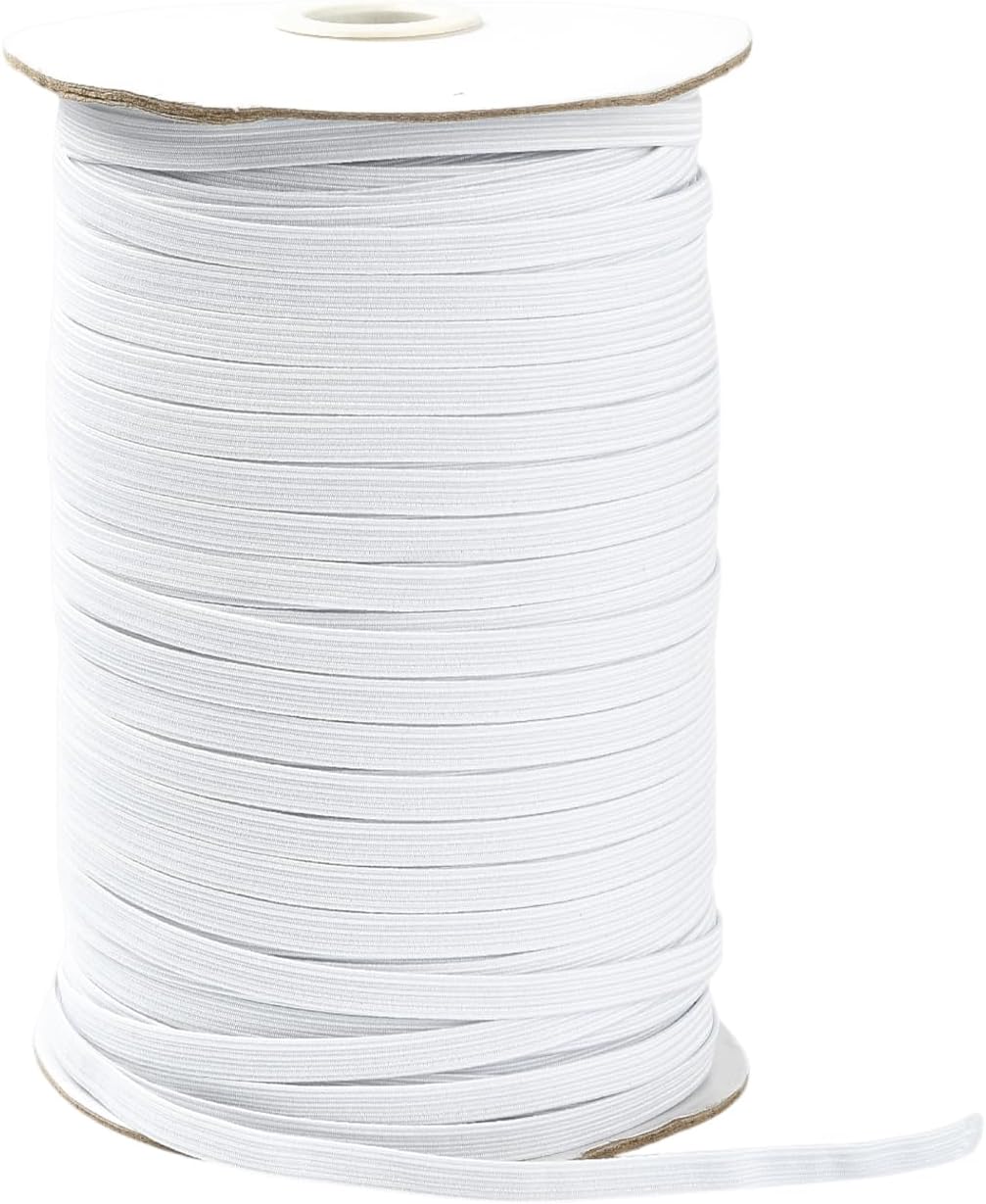 200 Yards 6mm White Flat Elastic Band for Sewing Stretch Width Elastic Cord Rope for DIY Crafts Clothes Scrunchies Headbands