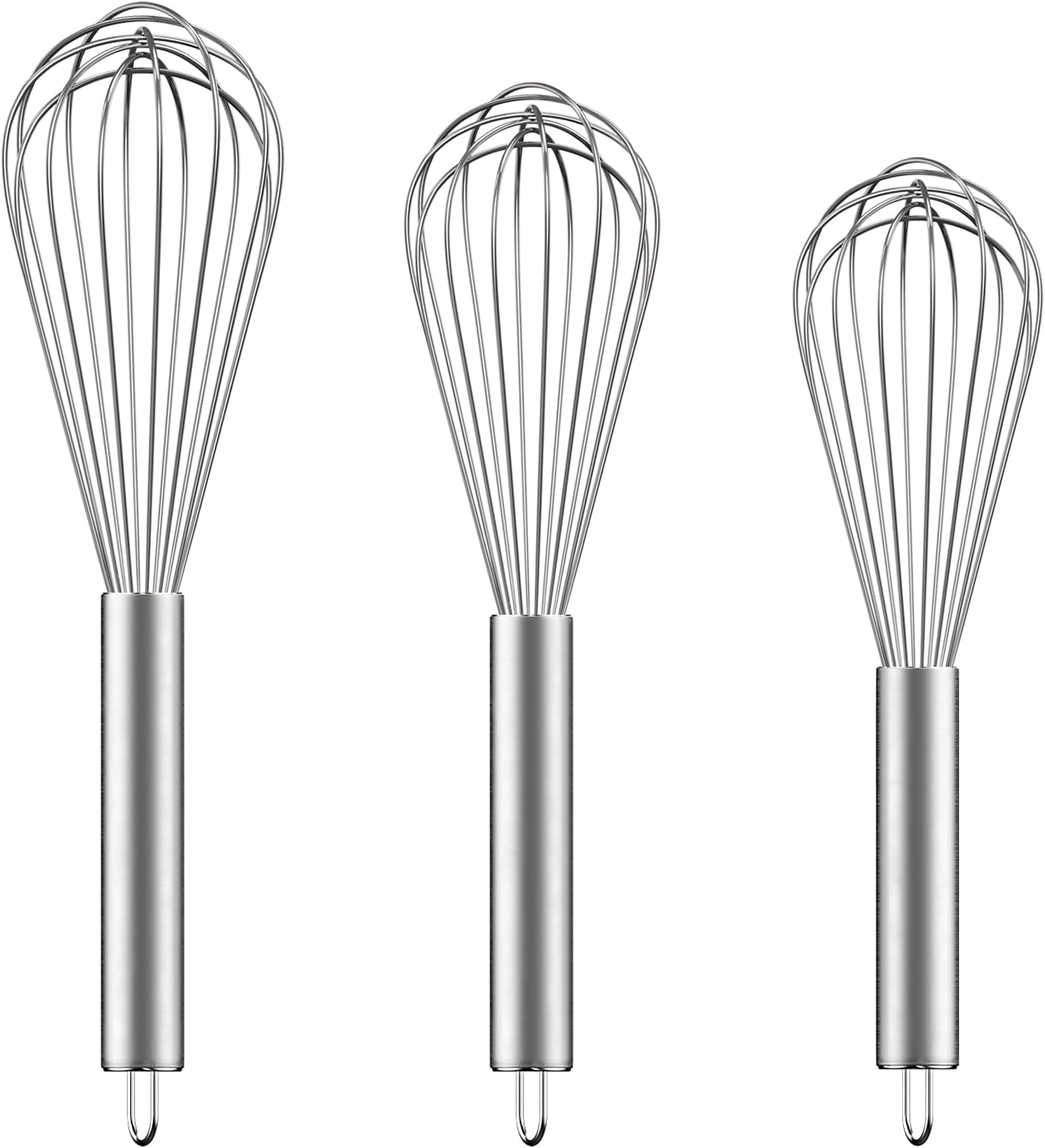 Clearance Sale - Ouddy Stainless Steel Whisk, Kitchen Whisk, Balloon Whisk Set, Wire Whisk, Egg Frother, Milk & Egg Beater Blender, Kitchen Utensils for Blending, Whisking, Beating & Stirring,Set of 3