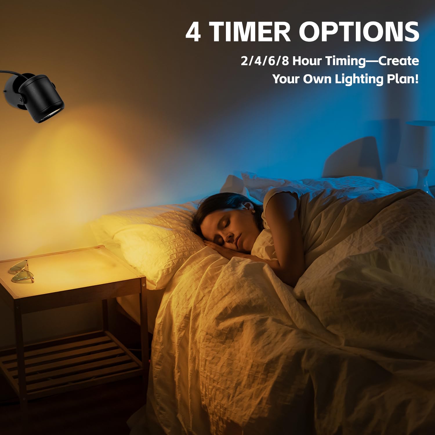 Paquete de 2 focos LED de 12 W para interiores con temporizador, control remoto, temperatura de color ajustable continua, regulable, luces de acento de 8000 K, luces de piso para iluminación