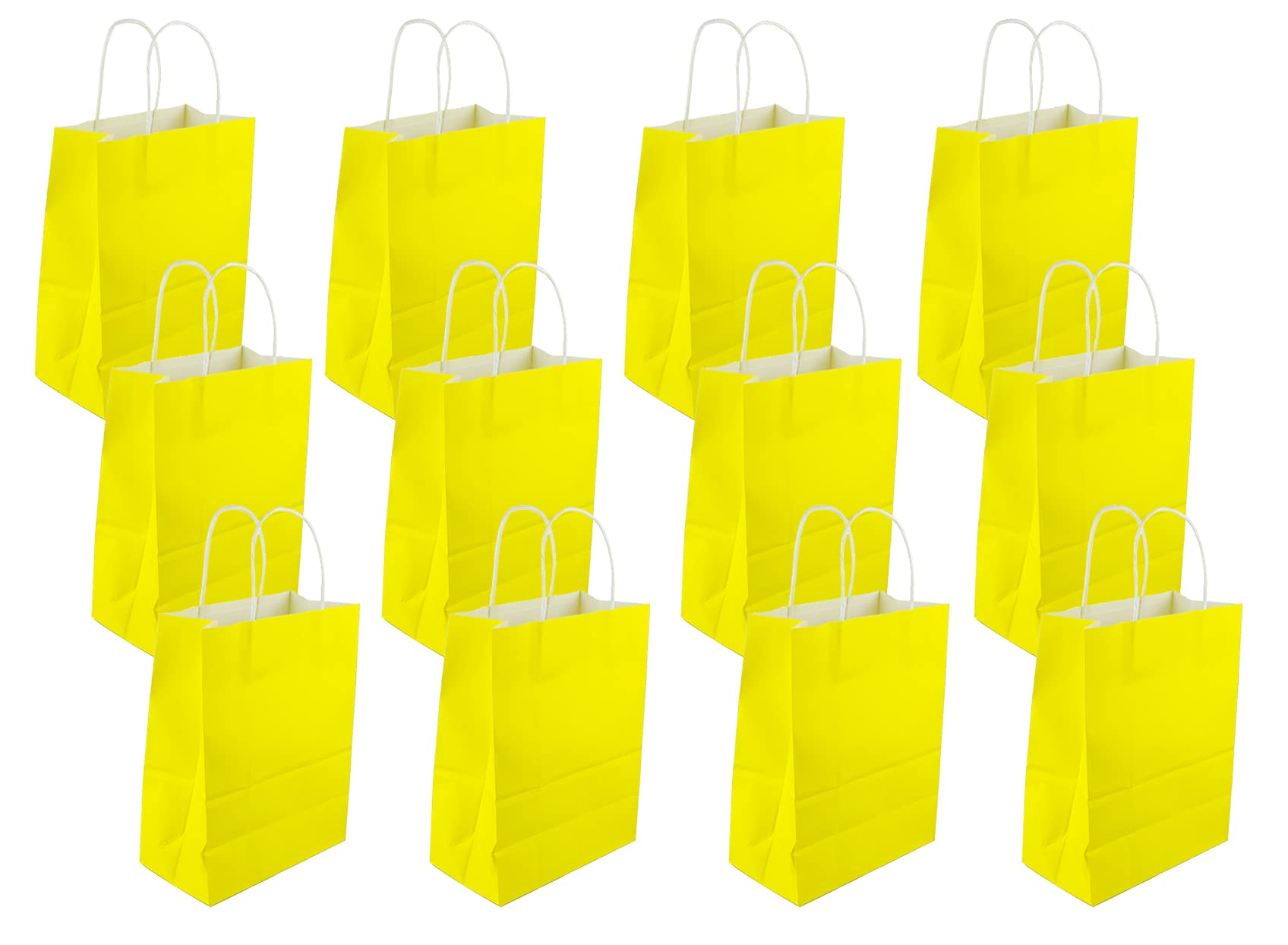 Showay Paper Gift Bags 12 Pieces Set, Eco Friendly Bags, With Handles Bulk, Shopping Kraft Retail Party Yellow