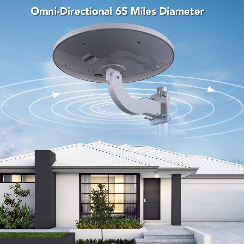 Tech Deals 🔥 ANTOP UFO Omni-Directional Outdoor Antenna with Amplifier,Omni-Directional Receptionwith HDTV Amplifier Signal Booster, Support 4K 1080p Channels & All Older TV's for Outdoor, Attic,RV