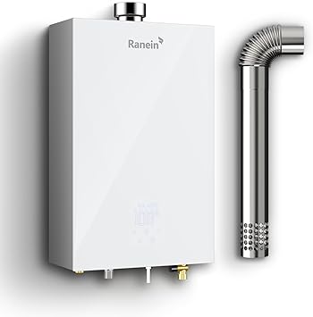 GEN II Ranein Propane Gas Tankless Water Heater, 4.76 GPM, 116,000 BTU Glass Panel Design Indoor On Demand Instant Hot Water Heater with LED Temperature Control Panel