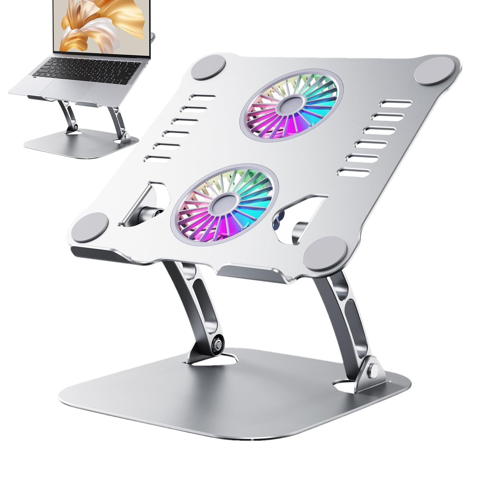 Laptopständer Mit Lüfter, – Klappbar – Kühlpad Externe Lüfter | Höhenverstellbares – Doppellüfter-Metallkühlpad, Anhebbarer – Für Das Heimgeschäft