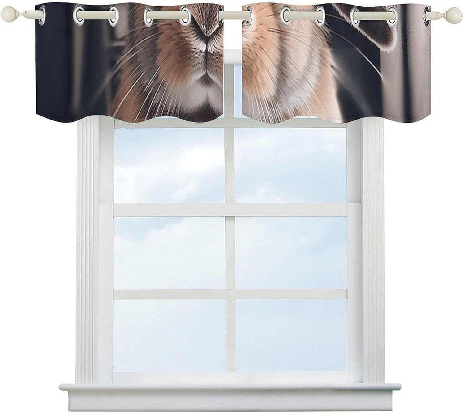 Rabbit on Bed Valances for Window 2 Panels. Light Filtering Curtains Farmhouse Short Small Valance.Modern Curtains for Windows Living Room Kitchen Over Sink.