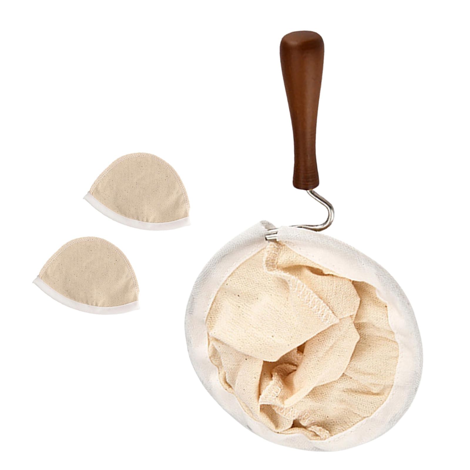 Piceioep Of 3 Thick Flannel Practical Coffee Coffee Sock Strainer with Wooden Handle for Hand Brewing Cloth Filter Pouches Sock