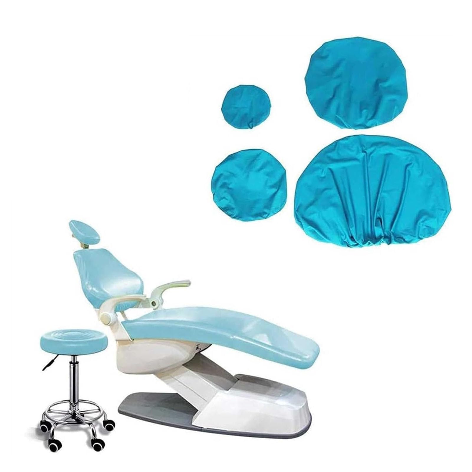 Genérico Juego de 4 - Funda Protectora Completa para Sillón Dental, Funda Impermeable de PU Cuero para Sillón Dental, Funda Protectora para Sillón Dental Sustituye Accesorios Universales(Sky Blue)