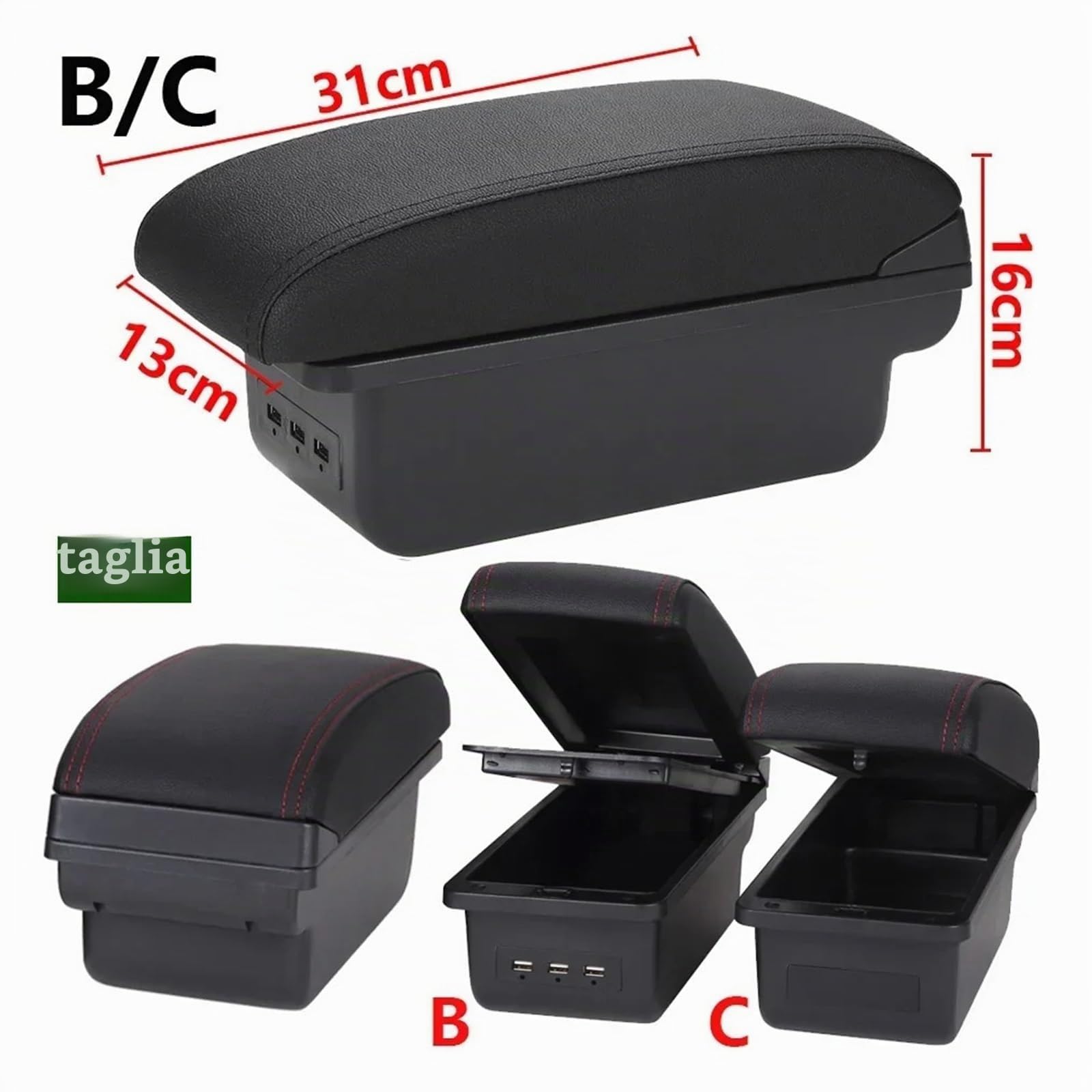 Per Peugeot 208 2008 2019-2022 2023 2024 2025 Bracciolo Per Auto Parti Di Ricambio Dettagli Interni Scatola Portaoggetti Accessori Centro Bracciolo Box(C Black line NO USB)