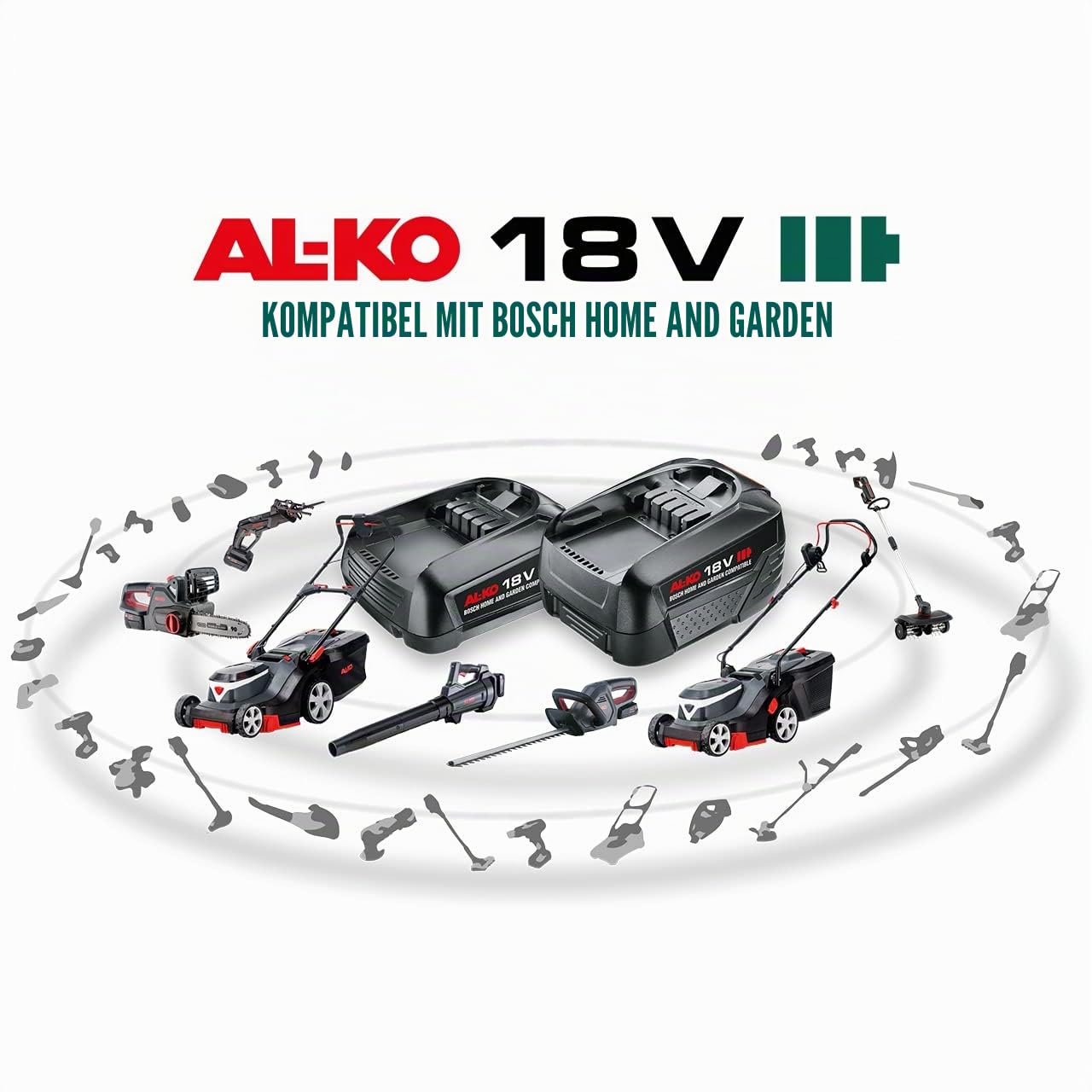 AL-KO Akku-Laubbläser LB 1860, 18 V Li-Ion (Akku und Ladegerät im Lieferumfang), 45 m/s Luftgeschwindigkeit, 450 m³ Volumenstrom, 2 Rohraufsätze, Eco-/Power-Modus, Schwarz